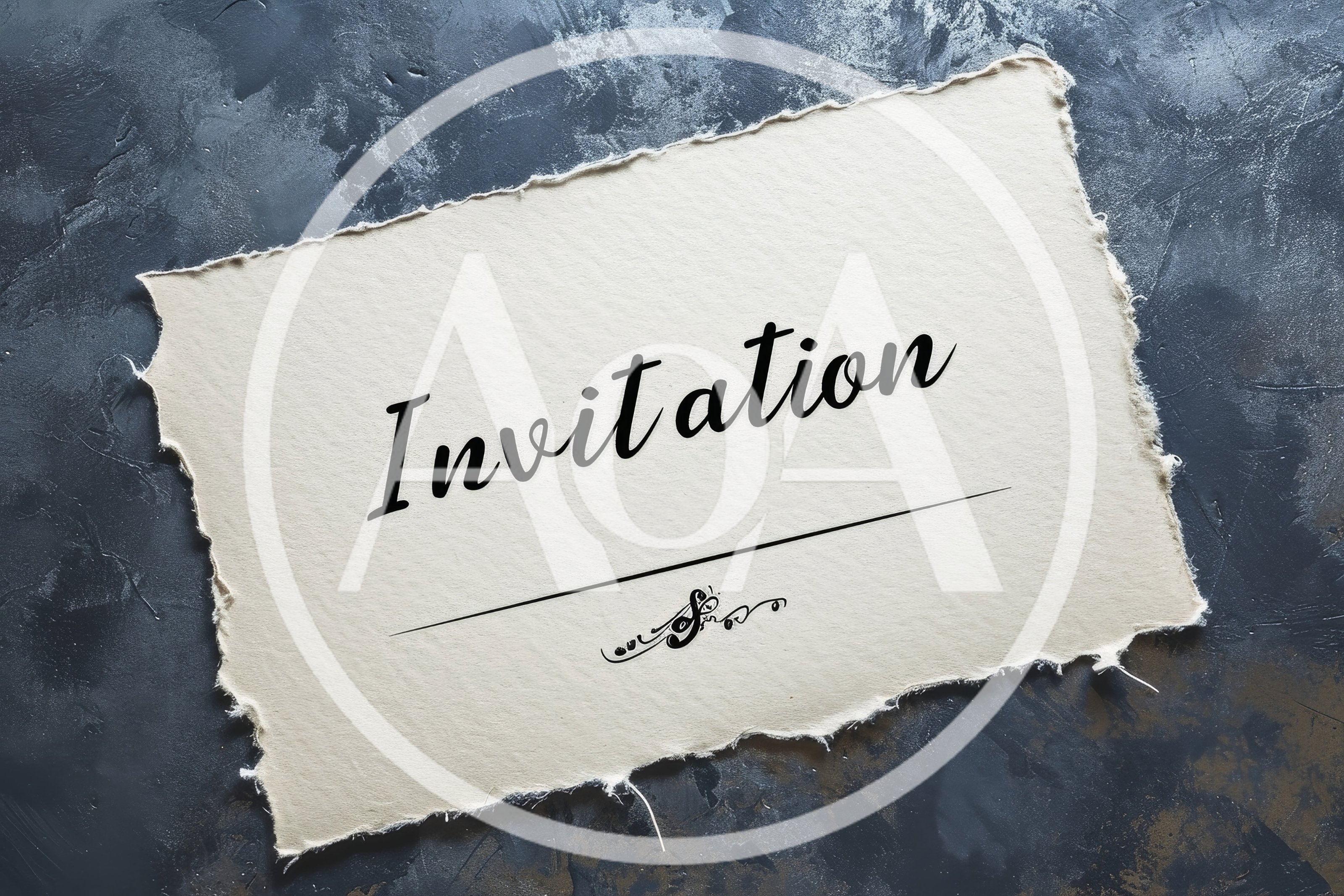Invitation Card With Torn Edges On Dark Background