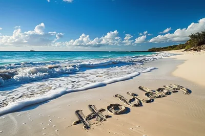Holiday Written In The Sand On A Tropical Beach