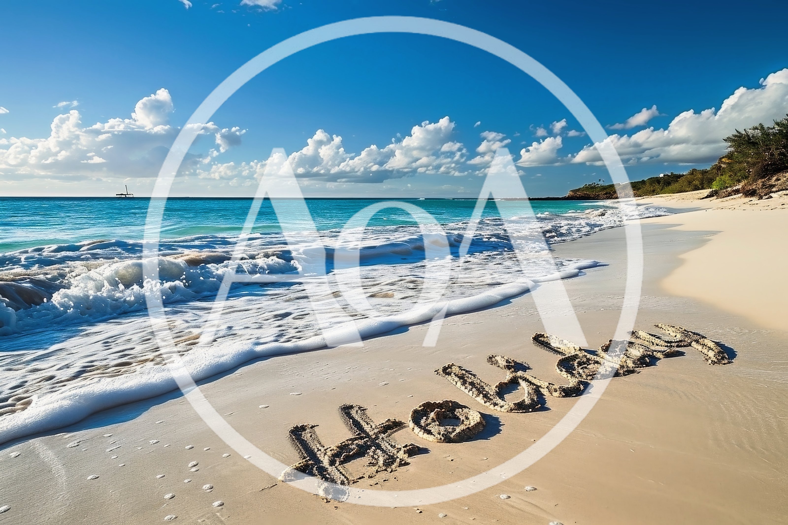 Holiday Written In The Sand On A Tropical Beach