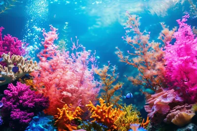 Vibrant Coral Reef With Tropical Fish Underwater