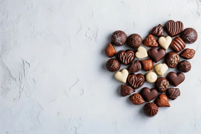 Assorted Chocolate Truffles Arranged In A Heart Shape