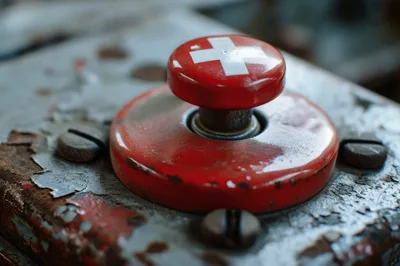 Close Up Of A Red Emergency Stop Button