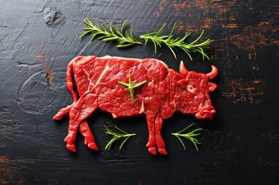 Raw Beef Steak Shaped Like A Cow
