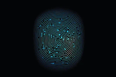 Glowing Blue Digital Fingerprint Scan Illustration