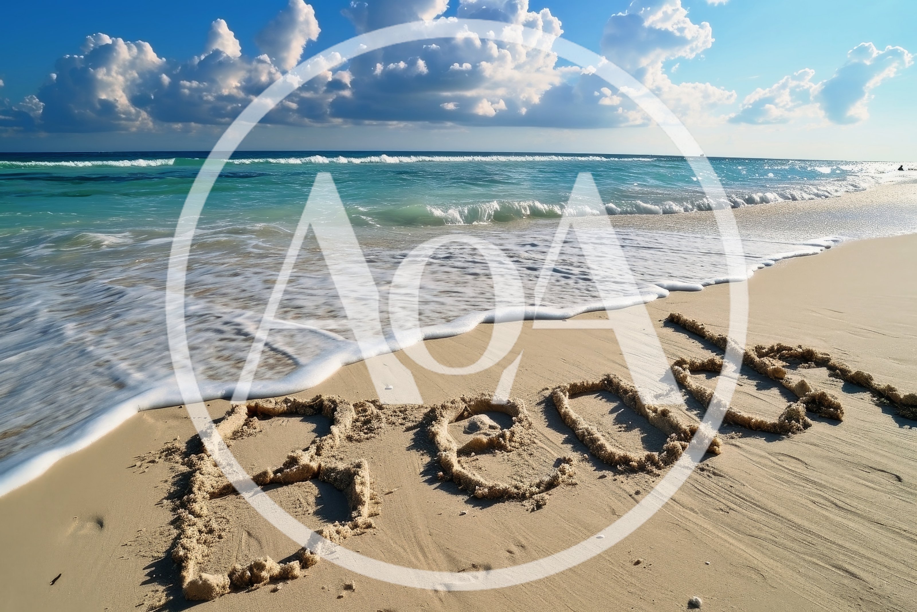 Beach Word Written In Sand On Tropical Shoreline