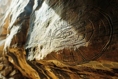 Ancient Petroglyph Carving On A Sandstone Canyon Wall
