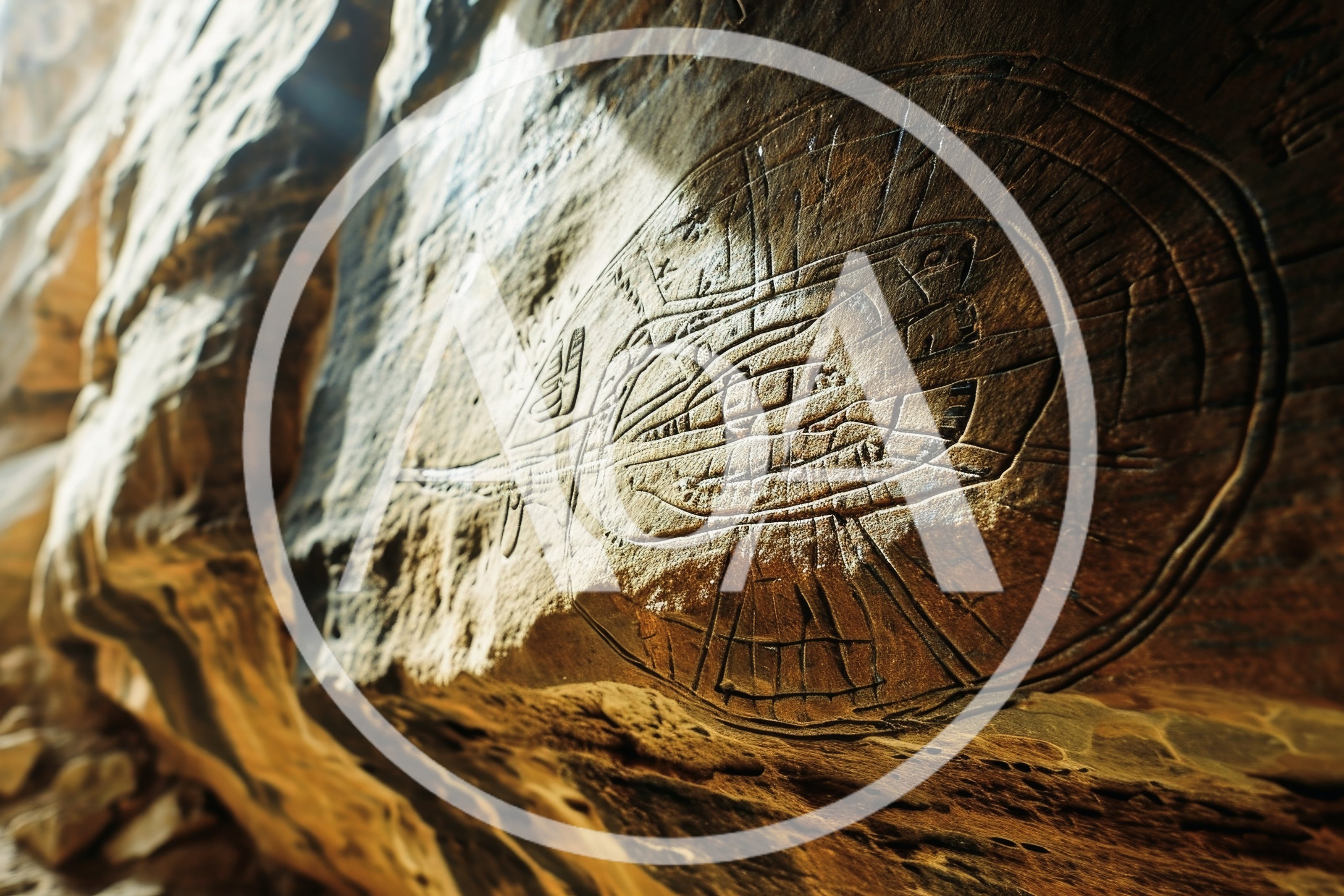 Ancient Petroglyph Carving On A Sandstone Canyon Wall