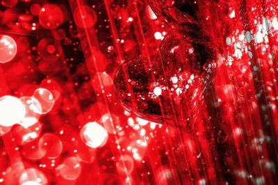 Abstract Red Heart Shape With Bokeh Light Effects