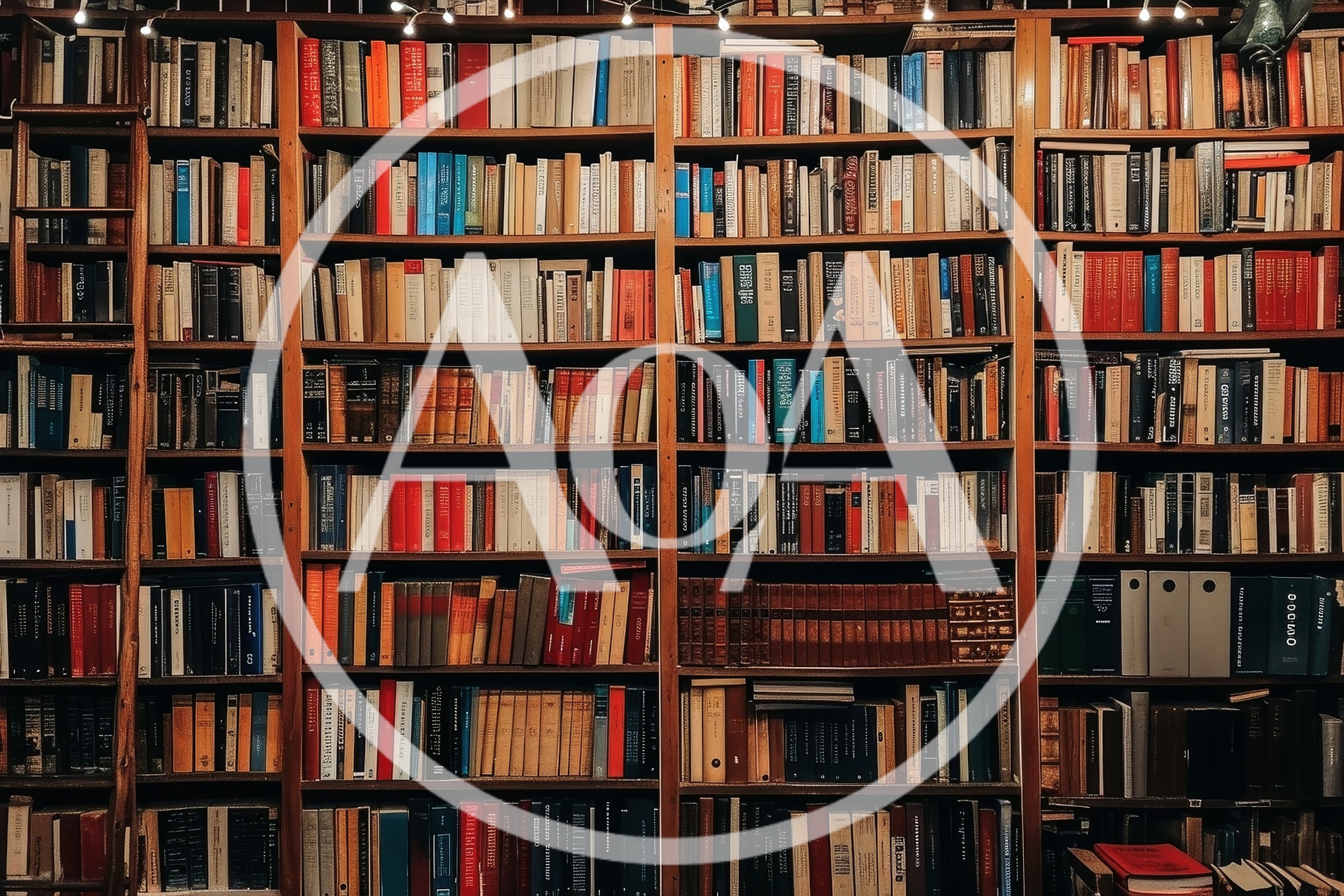 Full Wooden Bookshelves Filled With Diverse Hardcover Books