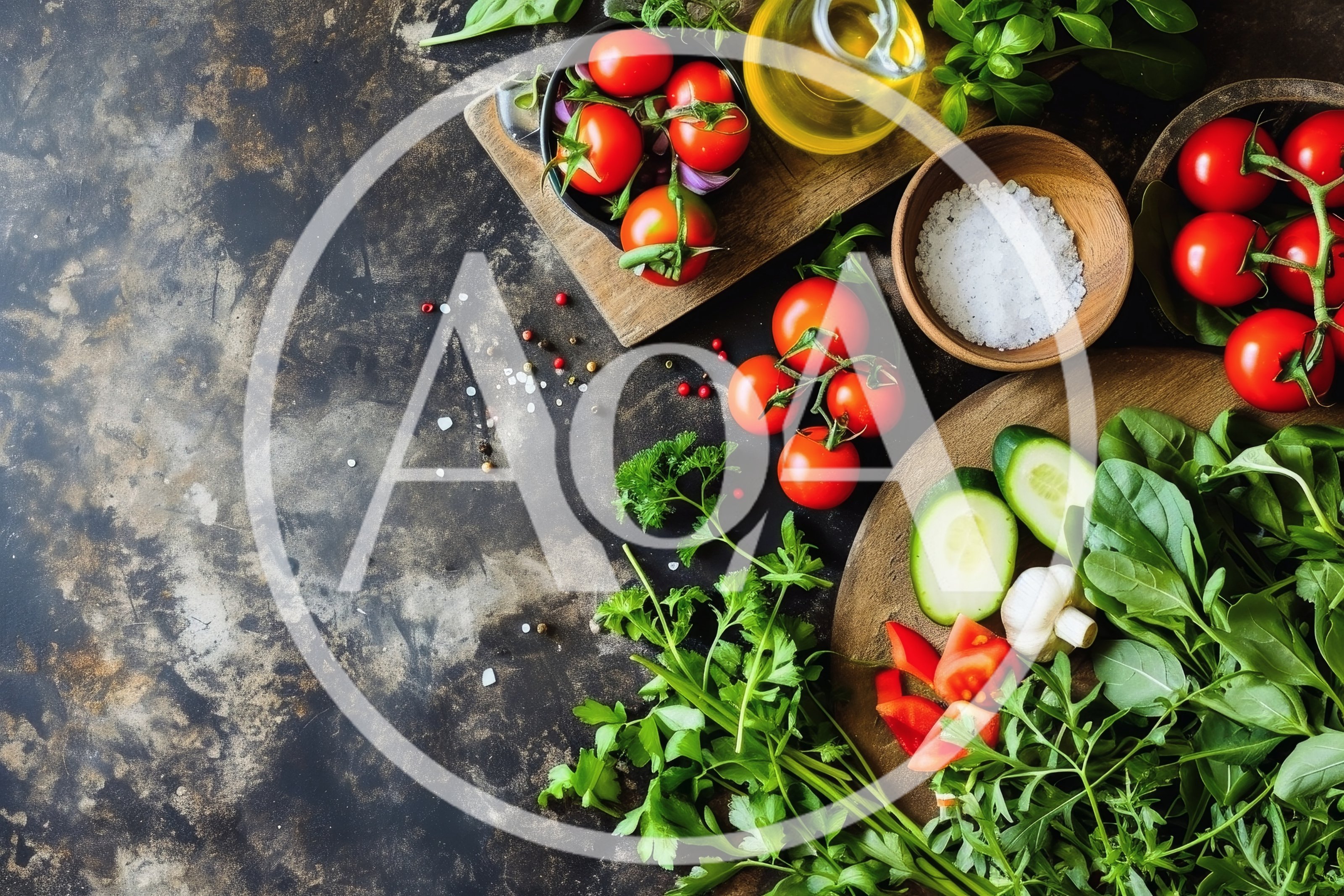 Fresh Vegetables and Herbs for Healthy Salad Preparation