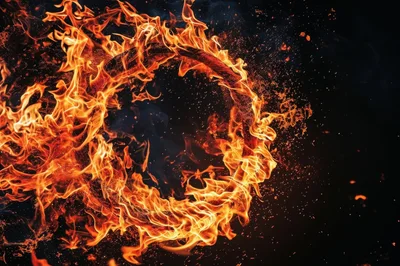 Circular Ring Of Intense Fire And Sparks