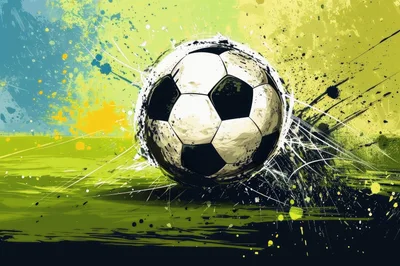 Abstract Soccer Ball With Dynamic Paint Splatter Effect