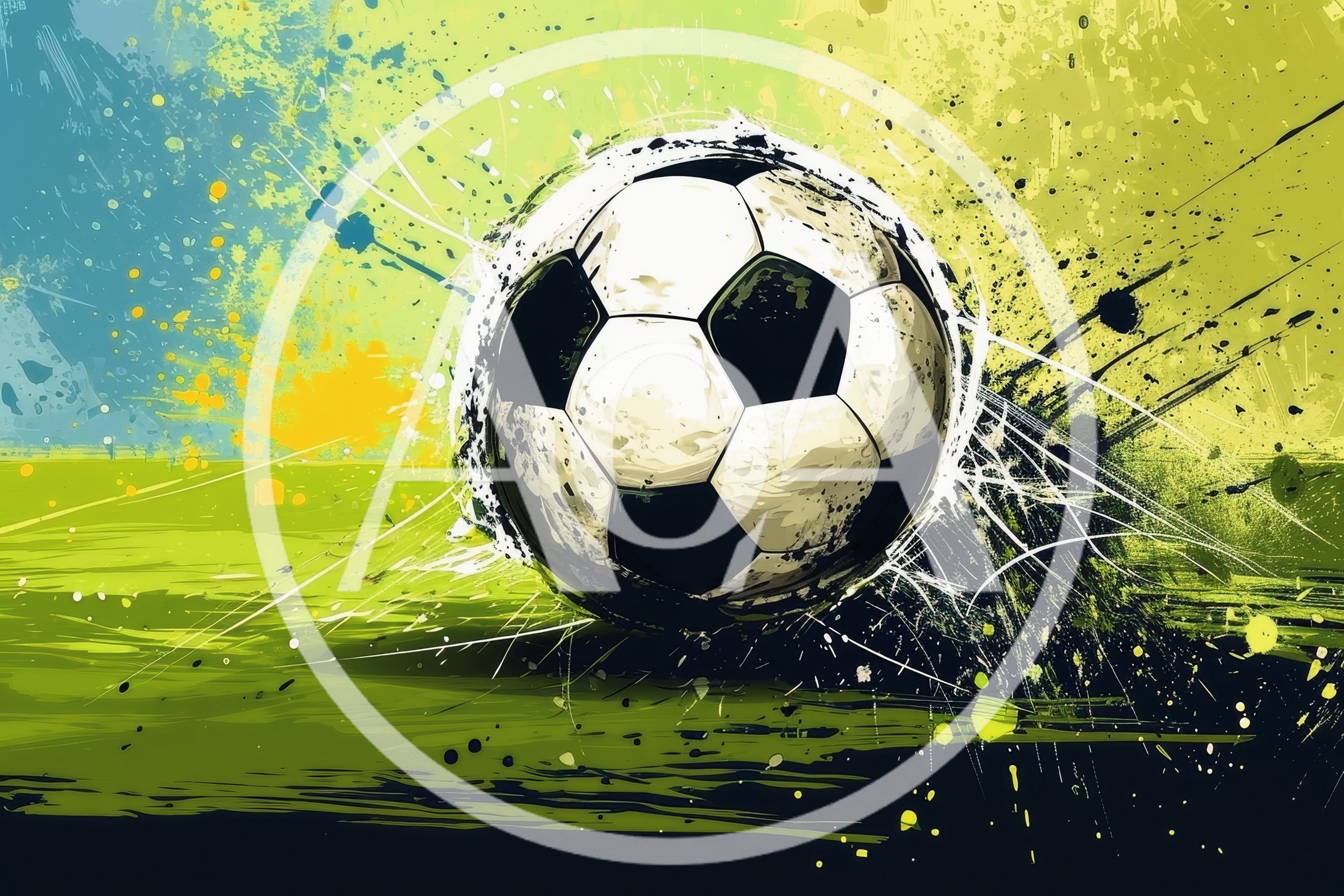 Abstract Soccer Ball With Dynamic Paint Splatter Effect