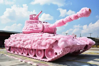 Pink Cotton Candy Covered Military Tank