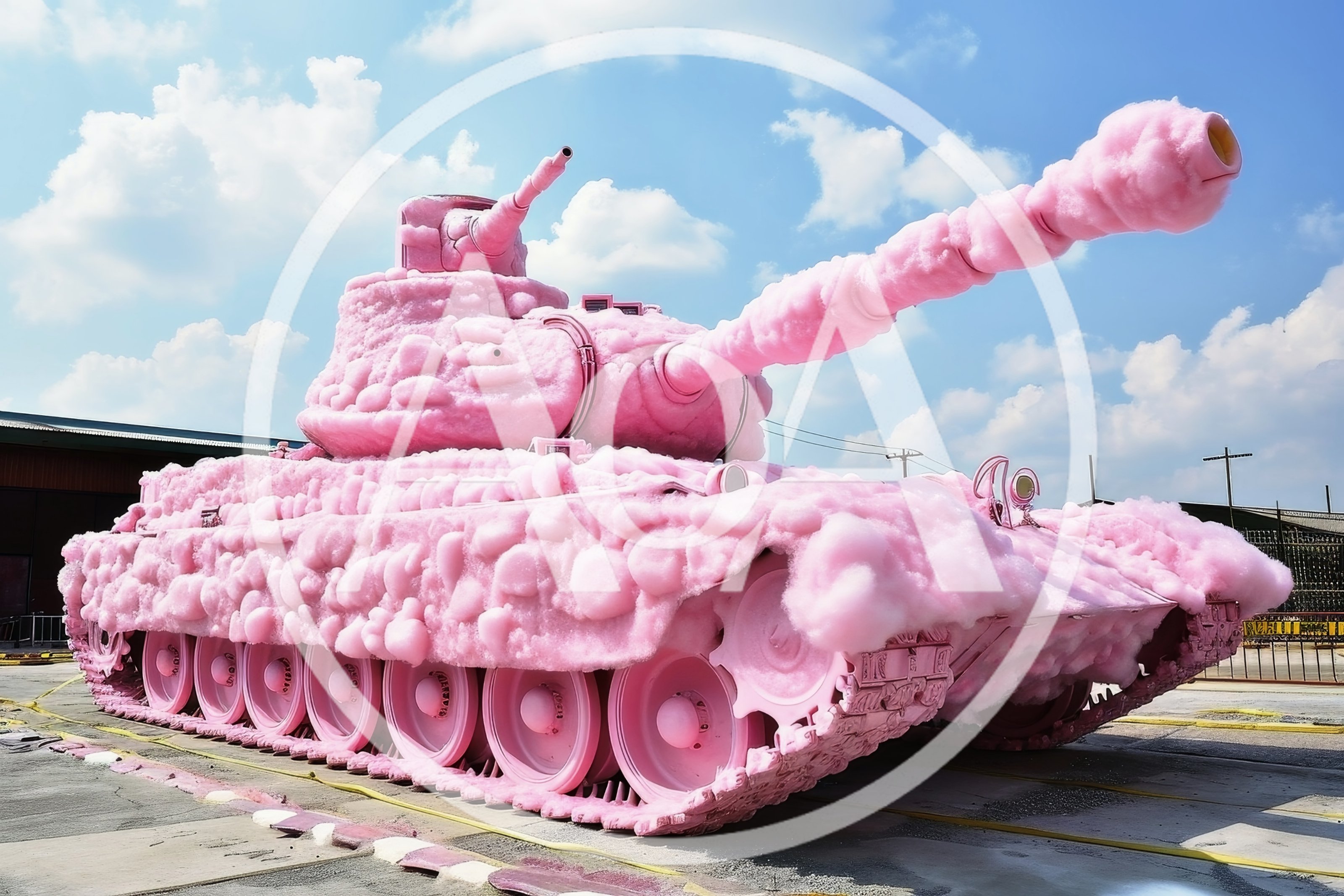 Pink Cotton Candy Covered Military Tank