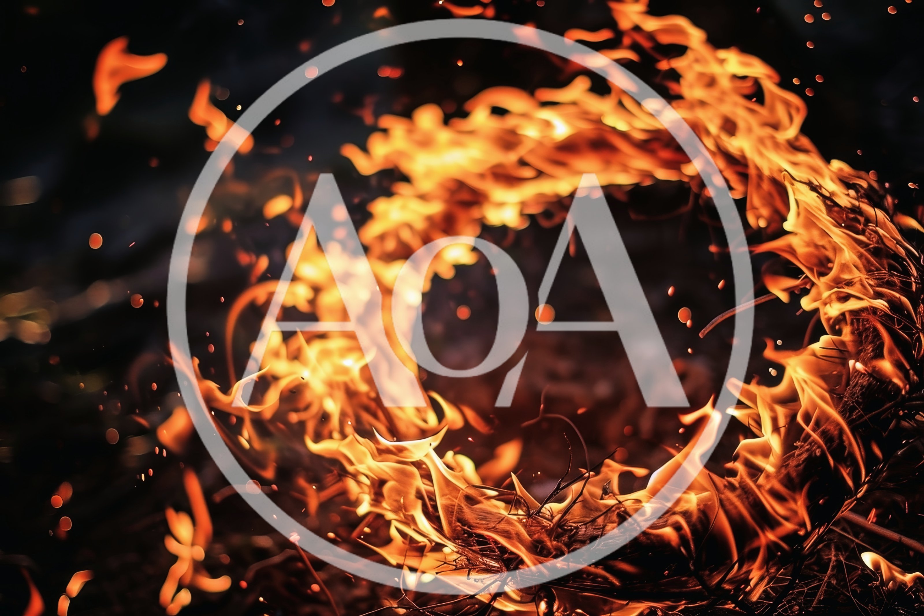 Circular Ring Of Fire Burning On Dark Ground