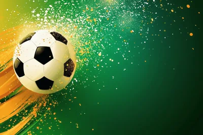 Soccer Ball Flying With Dynamic Motion Blur And Particles