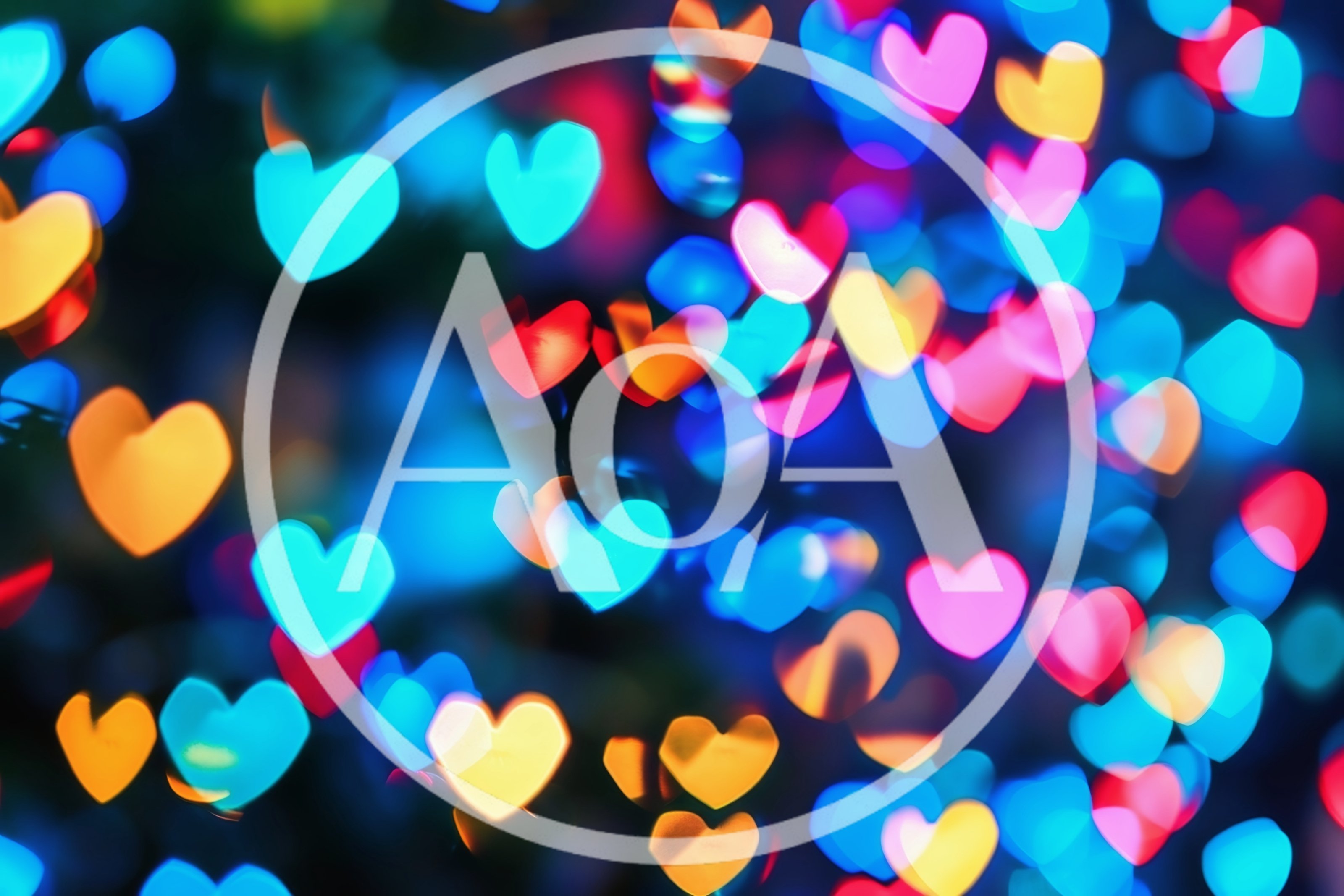 Abstract Background of Colorful Heart Shaped Bokeh Lights