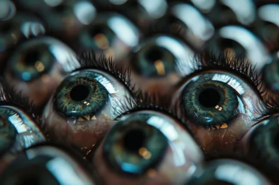 Surreal Close Up Of Multiple Human Eyes