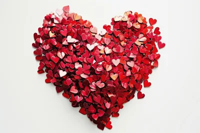 Heart Shape Formed By Red Confetti Hearts