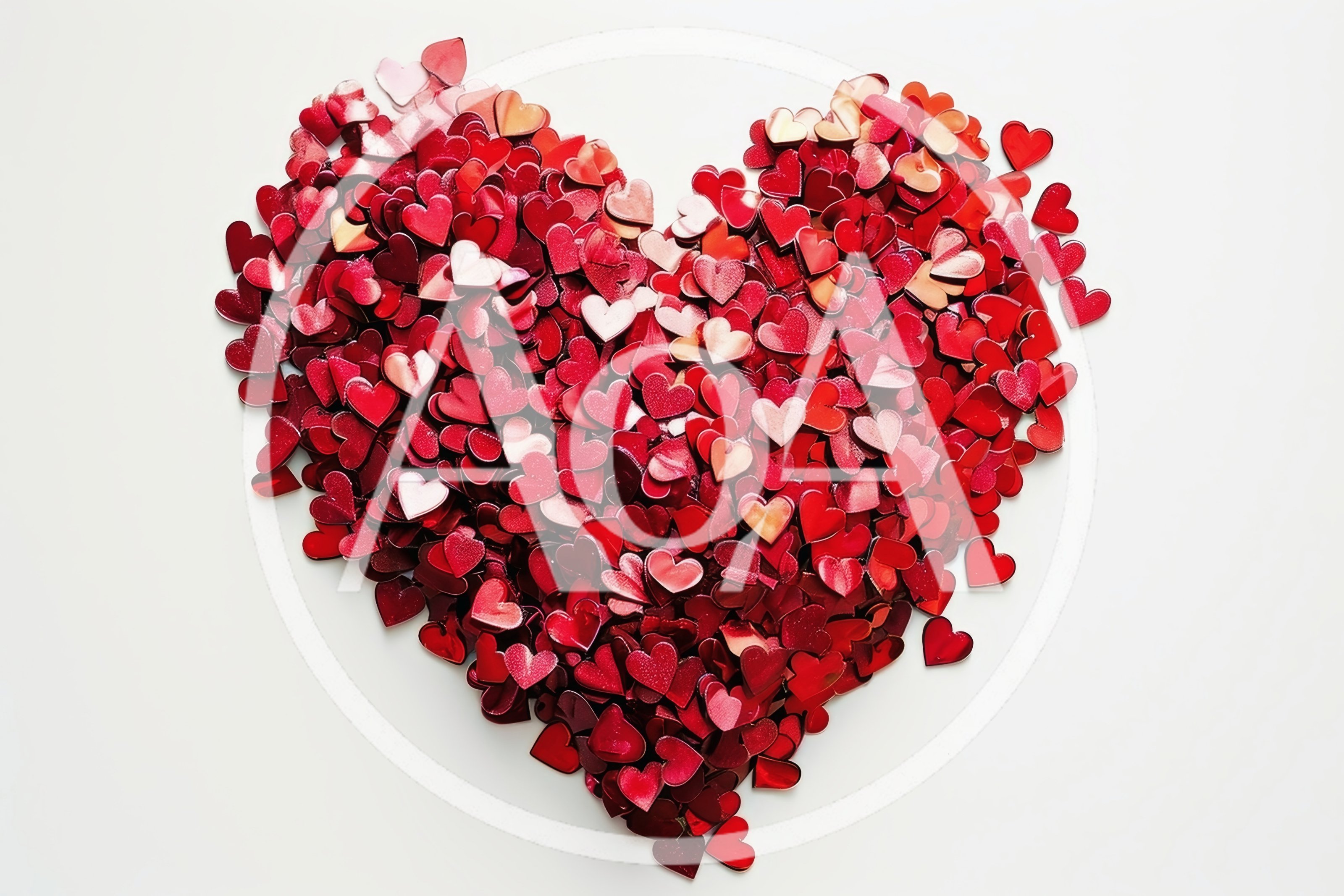 Heart Shape Formed By Red Confetti Hearts