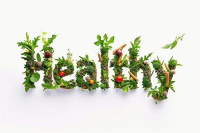 Healthy Word Formed From Fresh Vegetables And Herbs