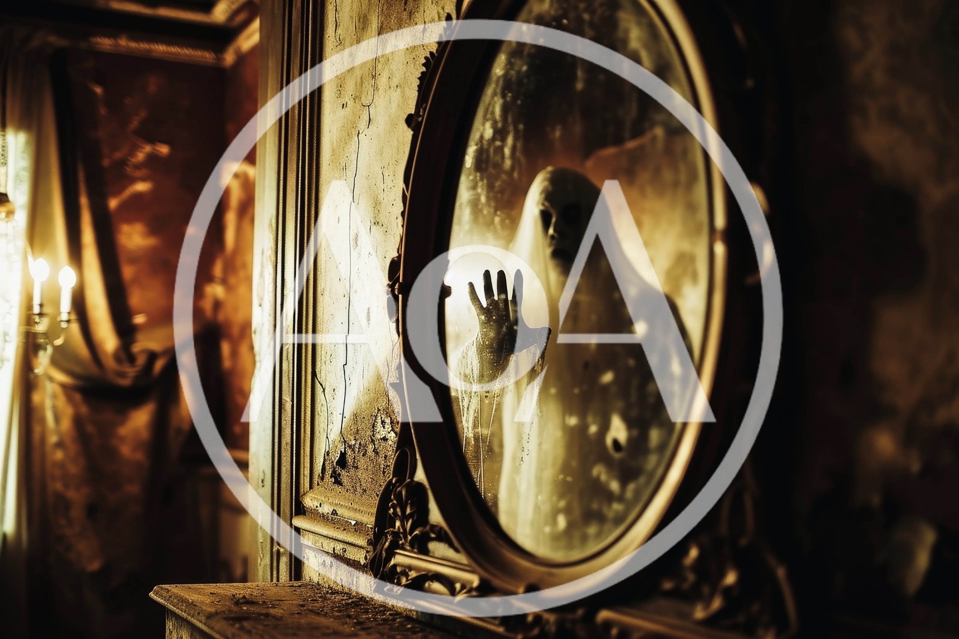 Ghostly Figure Appearing In An Antique Mirror