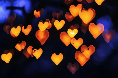 Abstract Heart Shaped Bokeh Lights Background