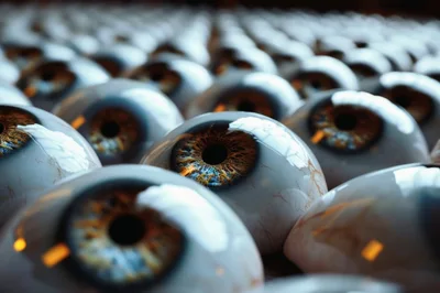 Rows of Realistic Human Eyeballs