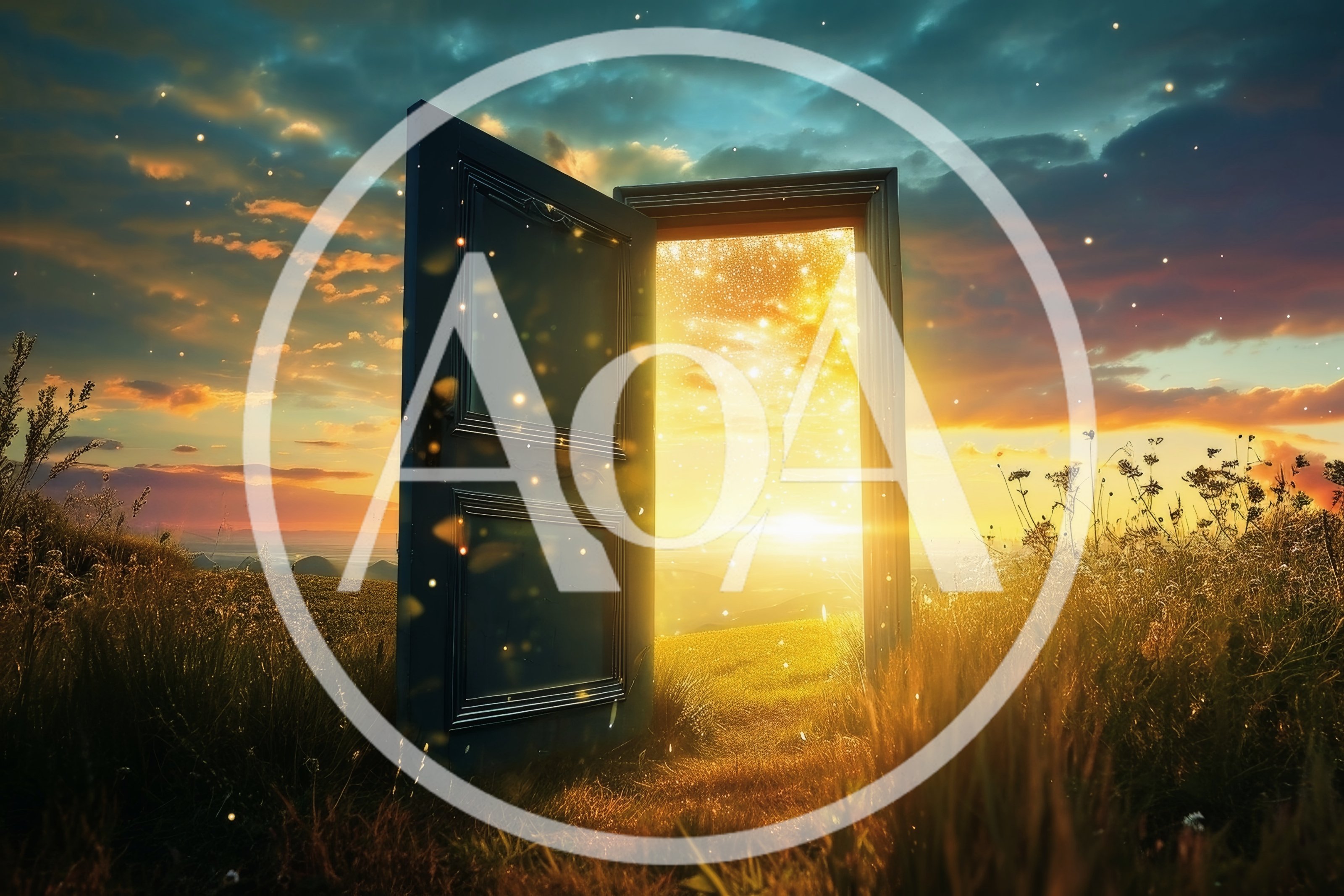 Surreal Open Door Standing In A Golden Meadow