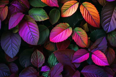 Vibrant Neon Colored Foliage Leaves Background