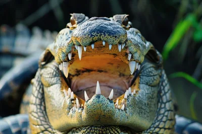 Close Up Portrait Of An Alligator With Open Jaws