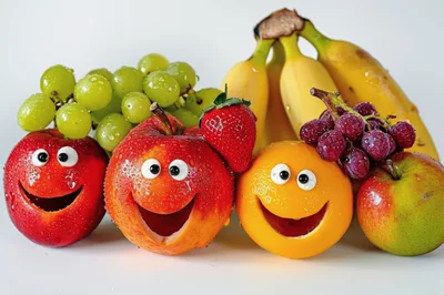Smiling Fruit Characters With Googly Eyes