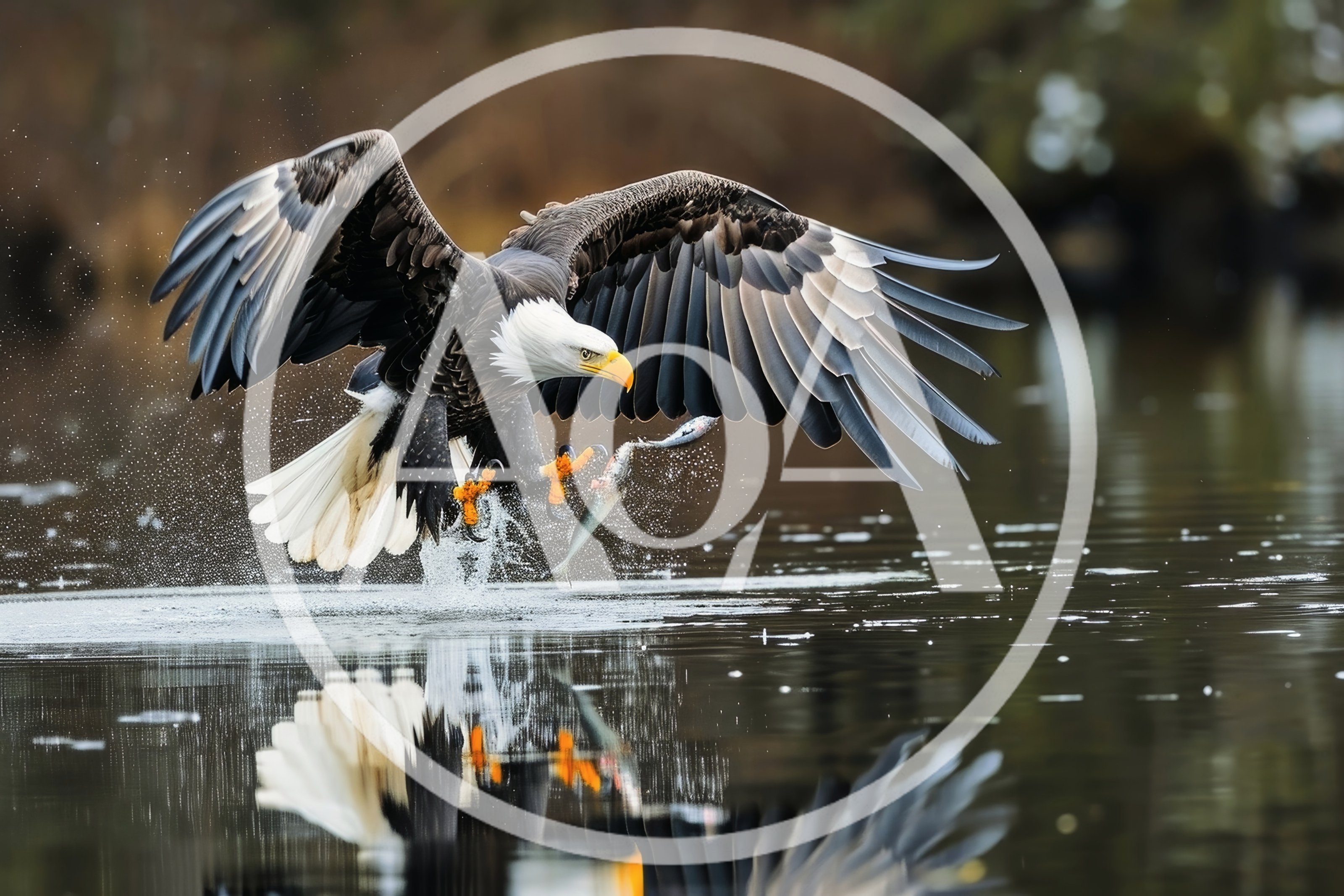 Bald Eagle Catching A Fish From Water