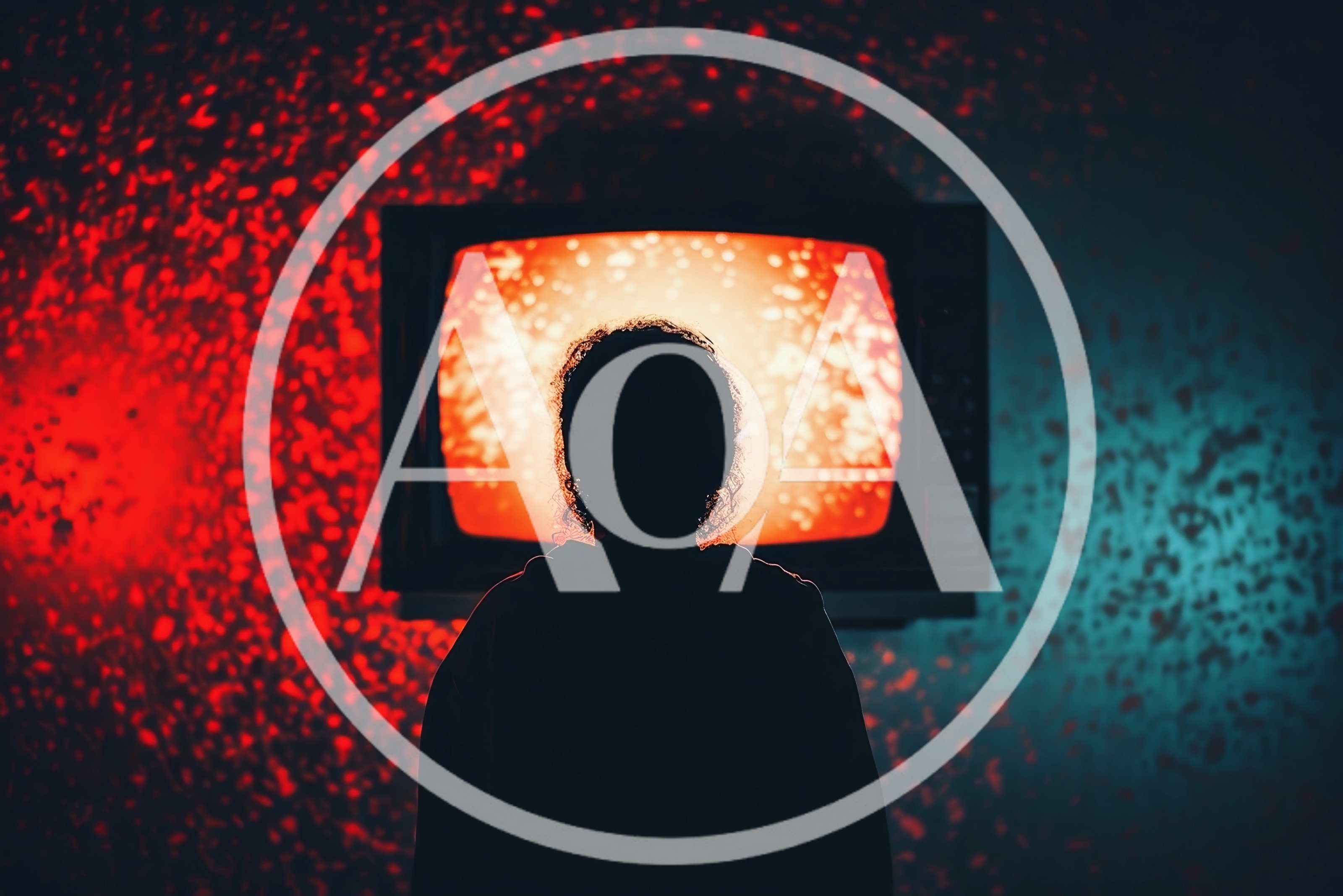 Silhouette Of A Person Watching A Glowing Television