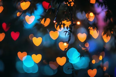 Heart Shaped Bokeh Lights Background