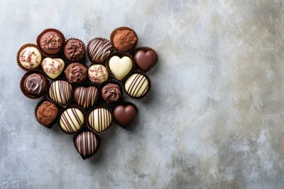 Assorted Chocolate Truffles Arranged in a Heart Shape