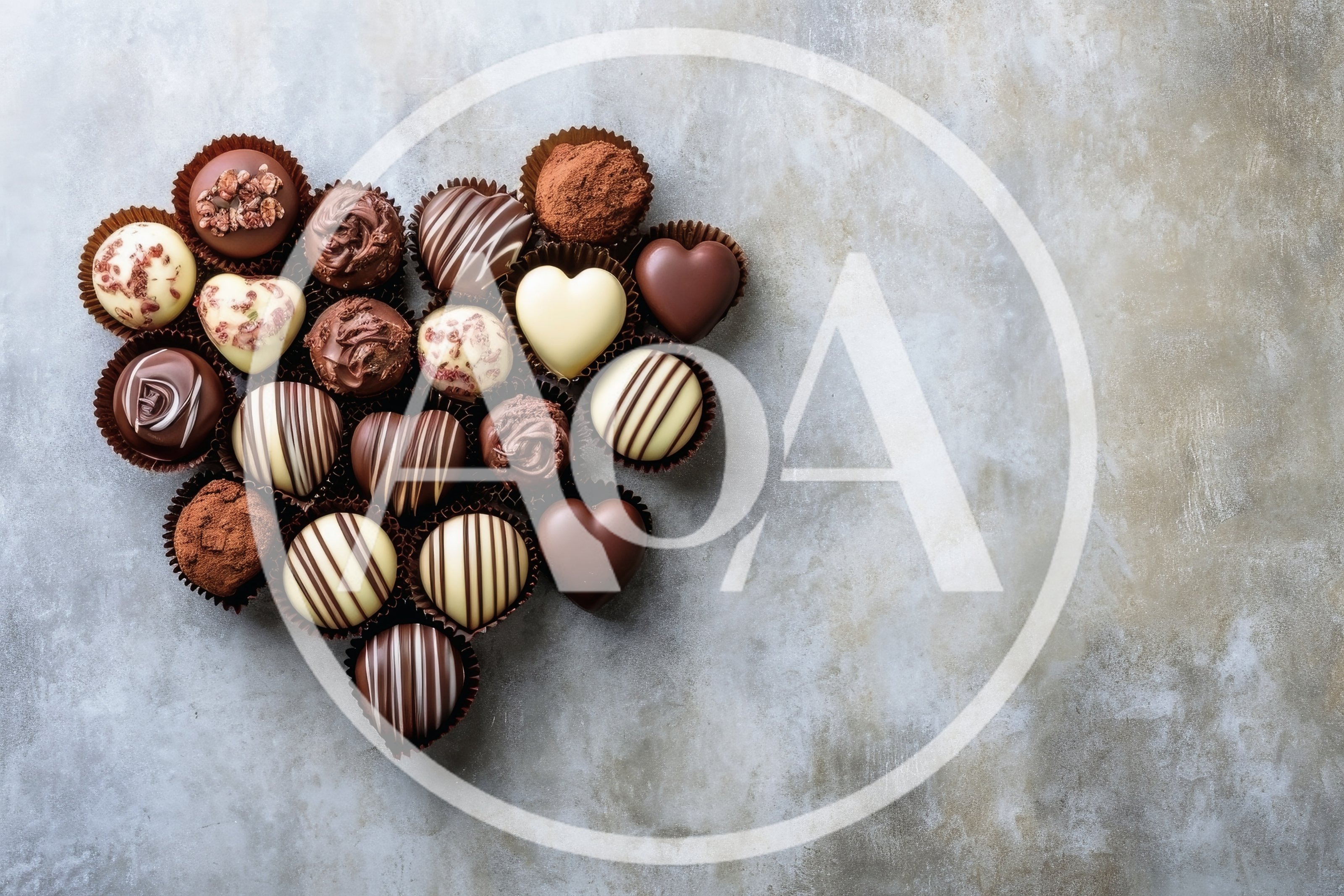 Assorted Chocolate Truffles Arranged in a Heart Shape