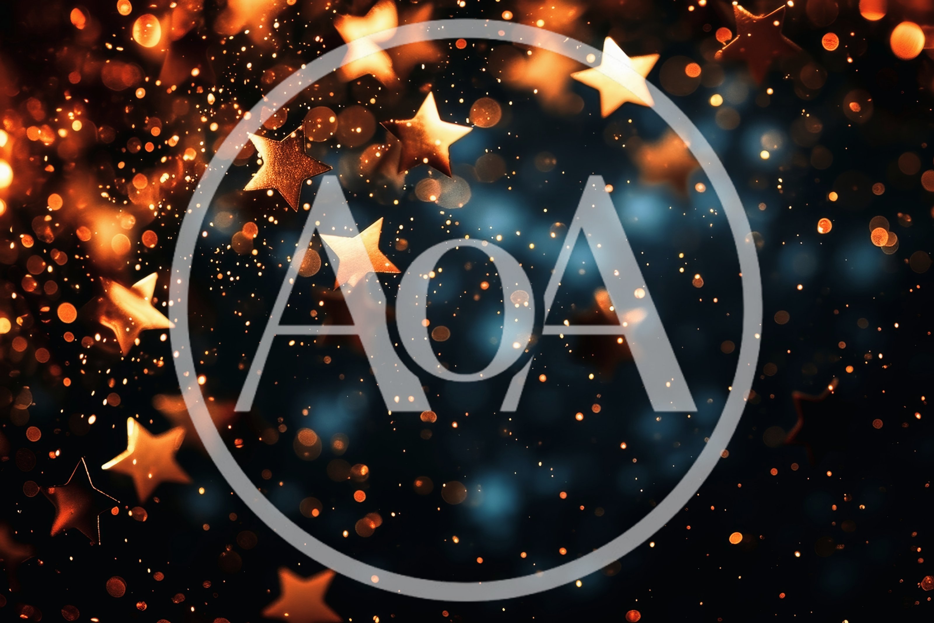 Golden Star Confetti Floating Against Dark Blue Background