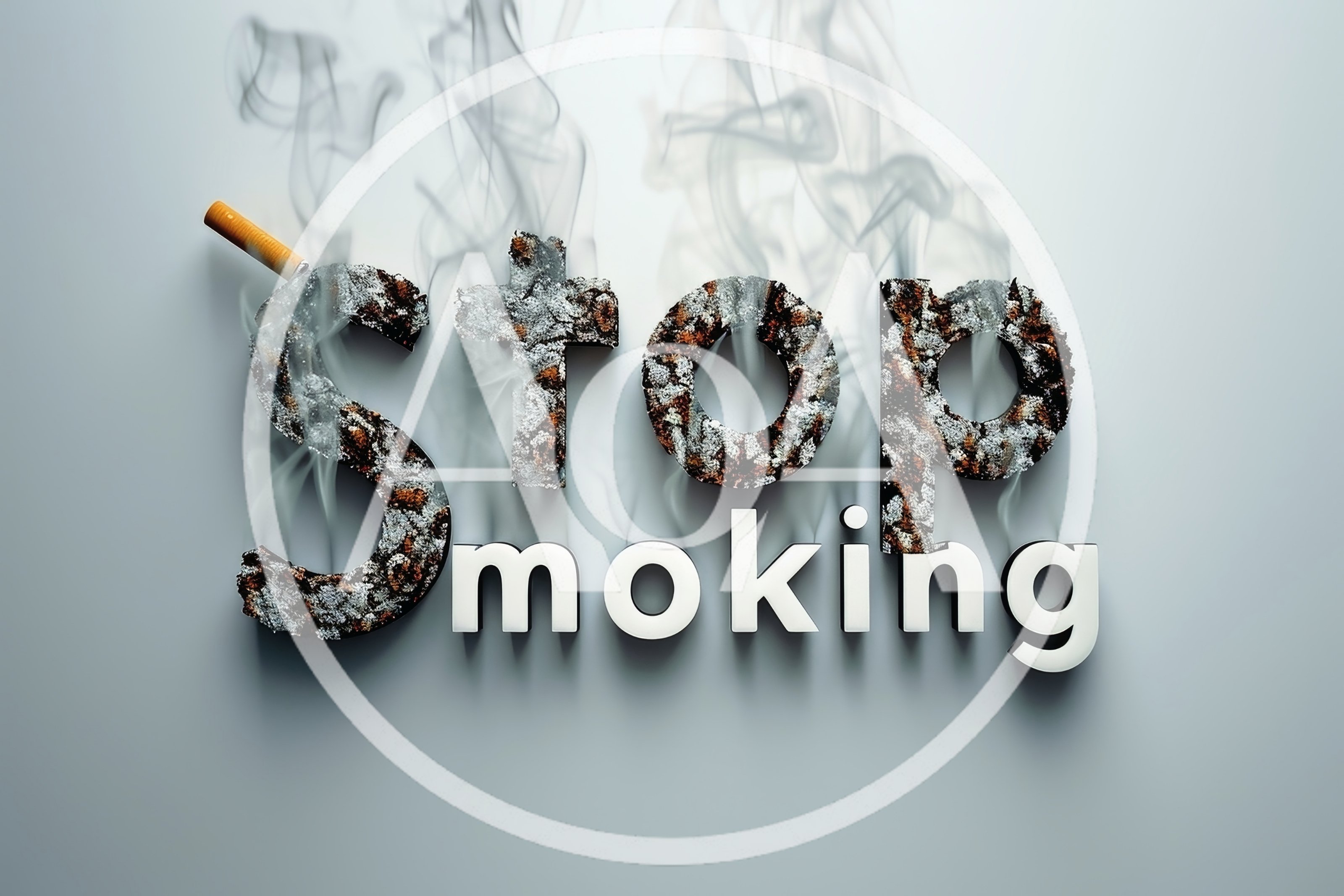 Stop Smoking Conceptual Text Design With Cigarette Ash