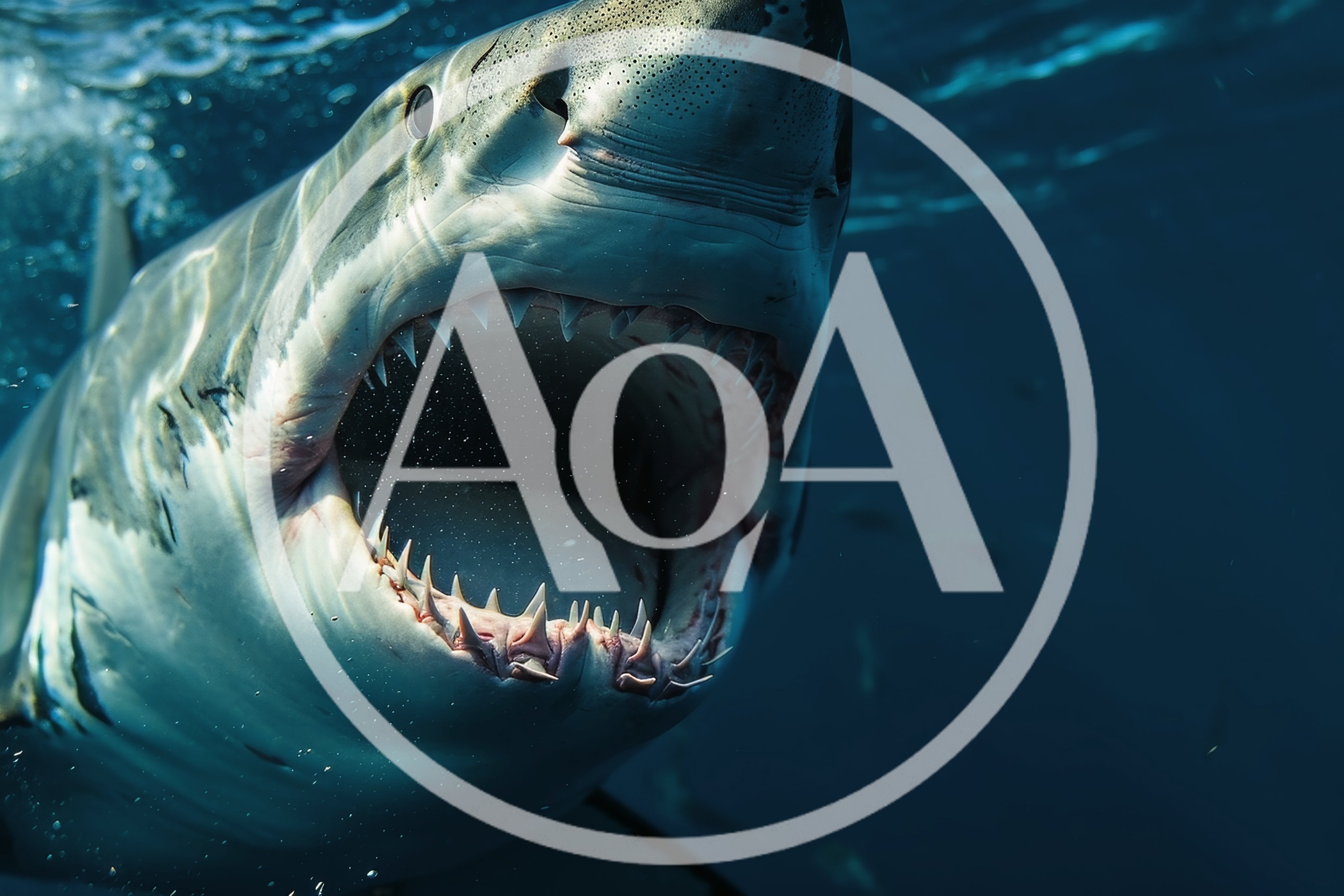 Great White Shark Swimming With Open Jaws