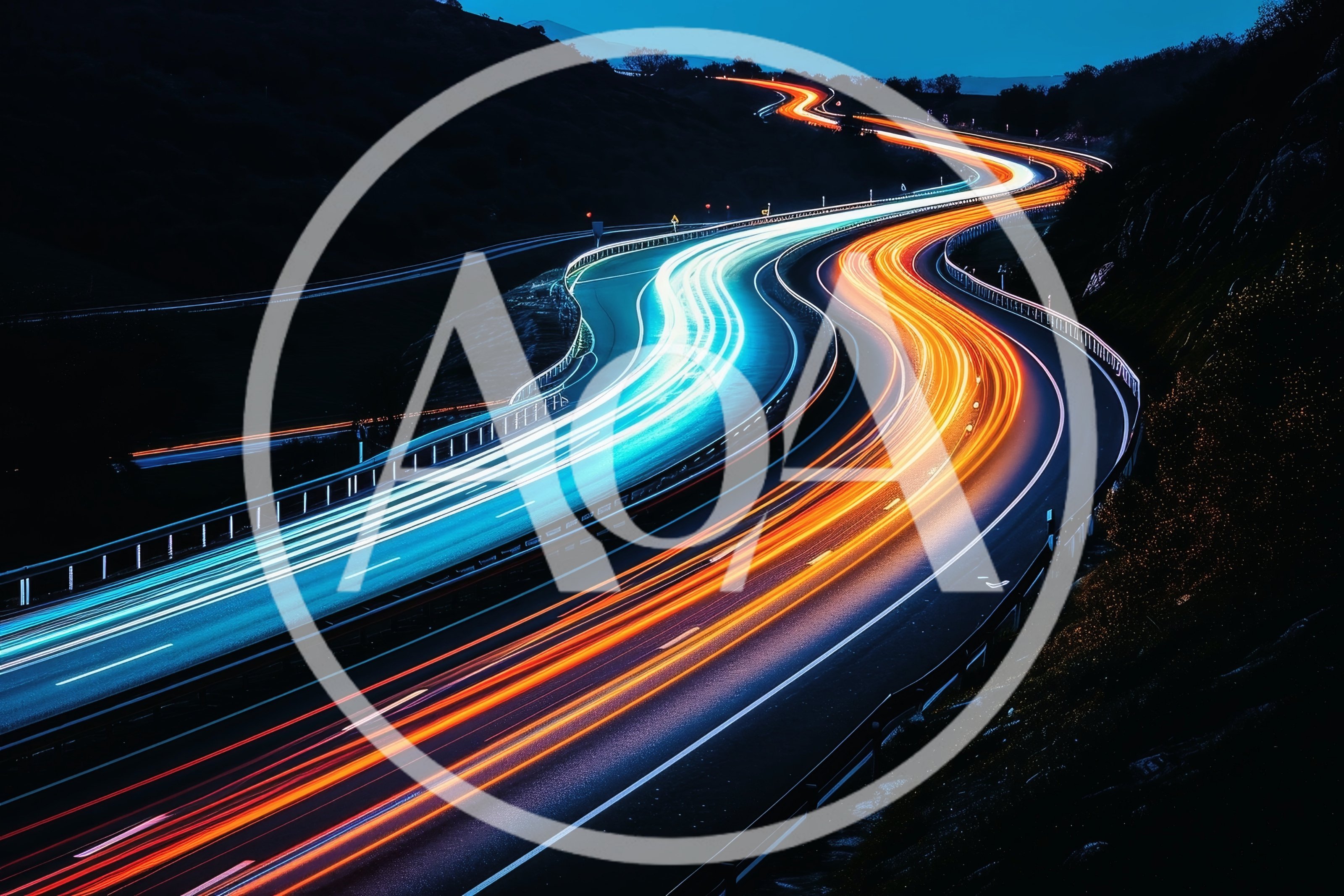 Long Exposure Light Trails On A Winding Highway