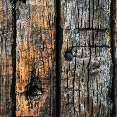 Weathered Wooden Planks With Deep Cracks And Texture