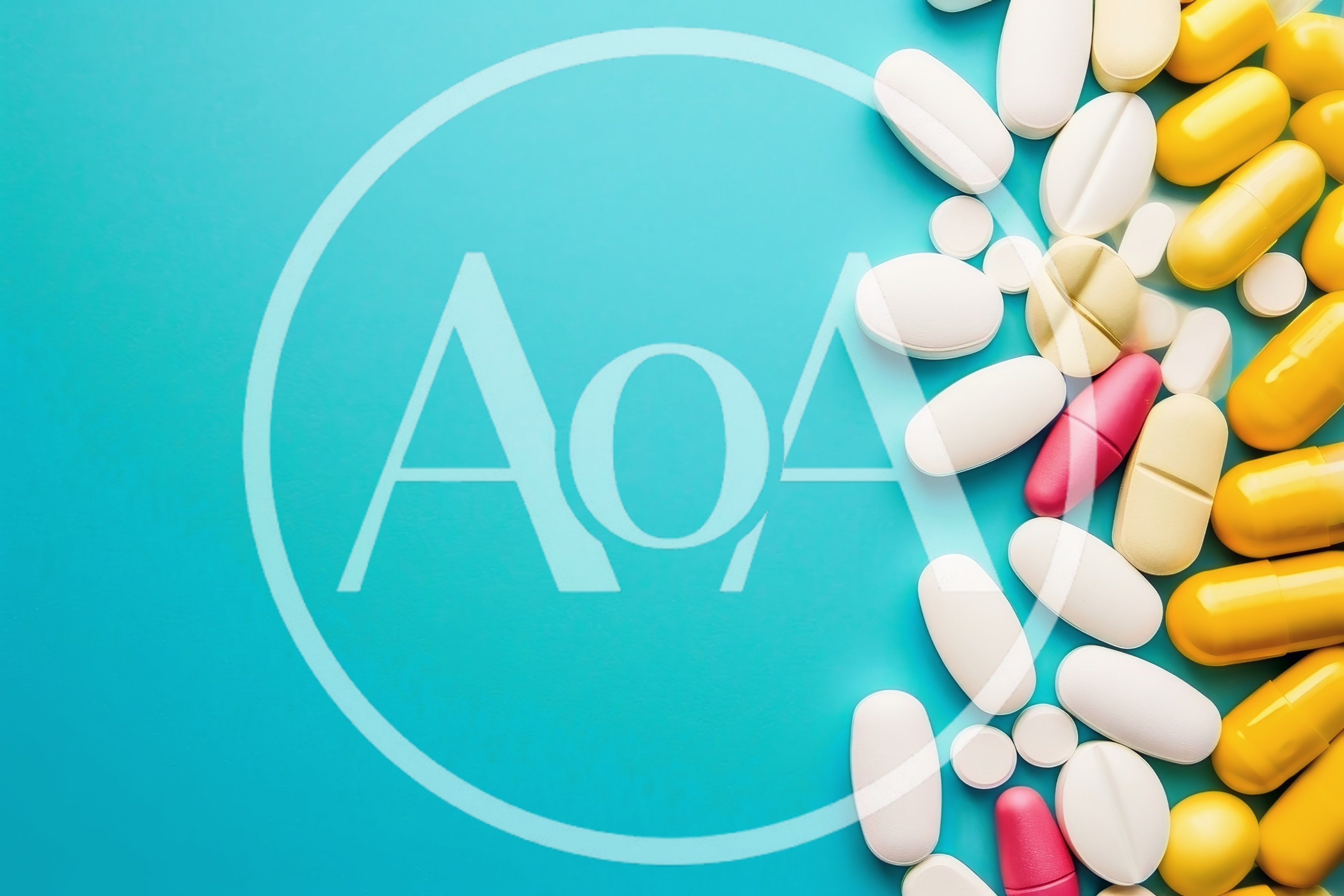 Assorted Pharmaceutical Pills and Capsules on Blue Background