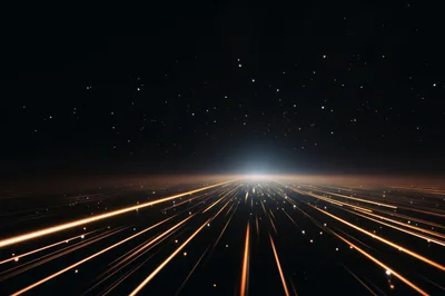Abstract Light Trails Moving Through Deep Space