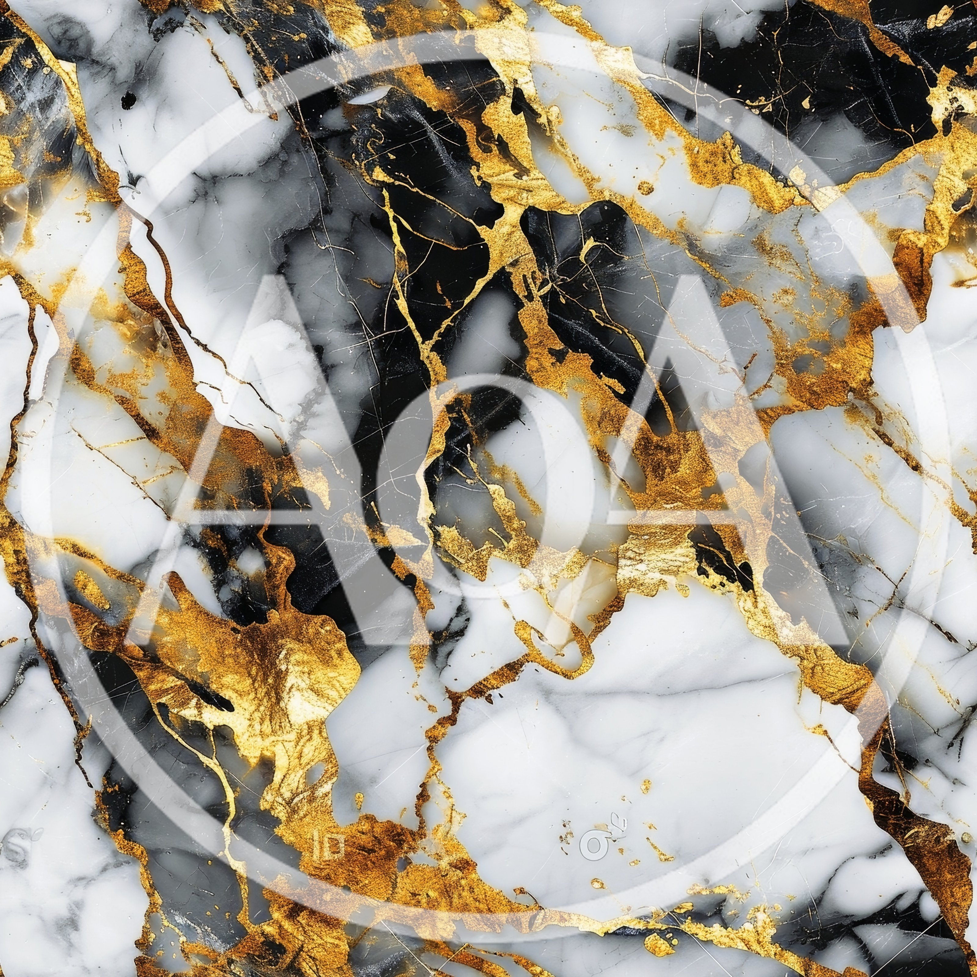 Seamless Black And White Marble Texture With Gold Veins