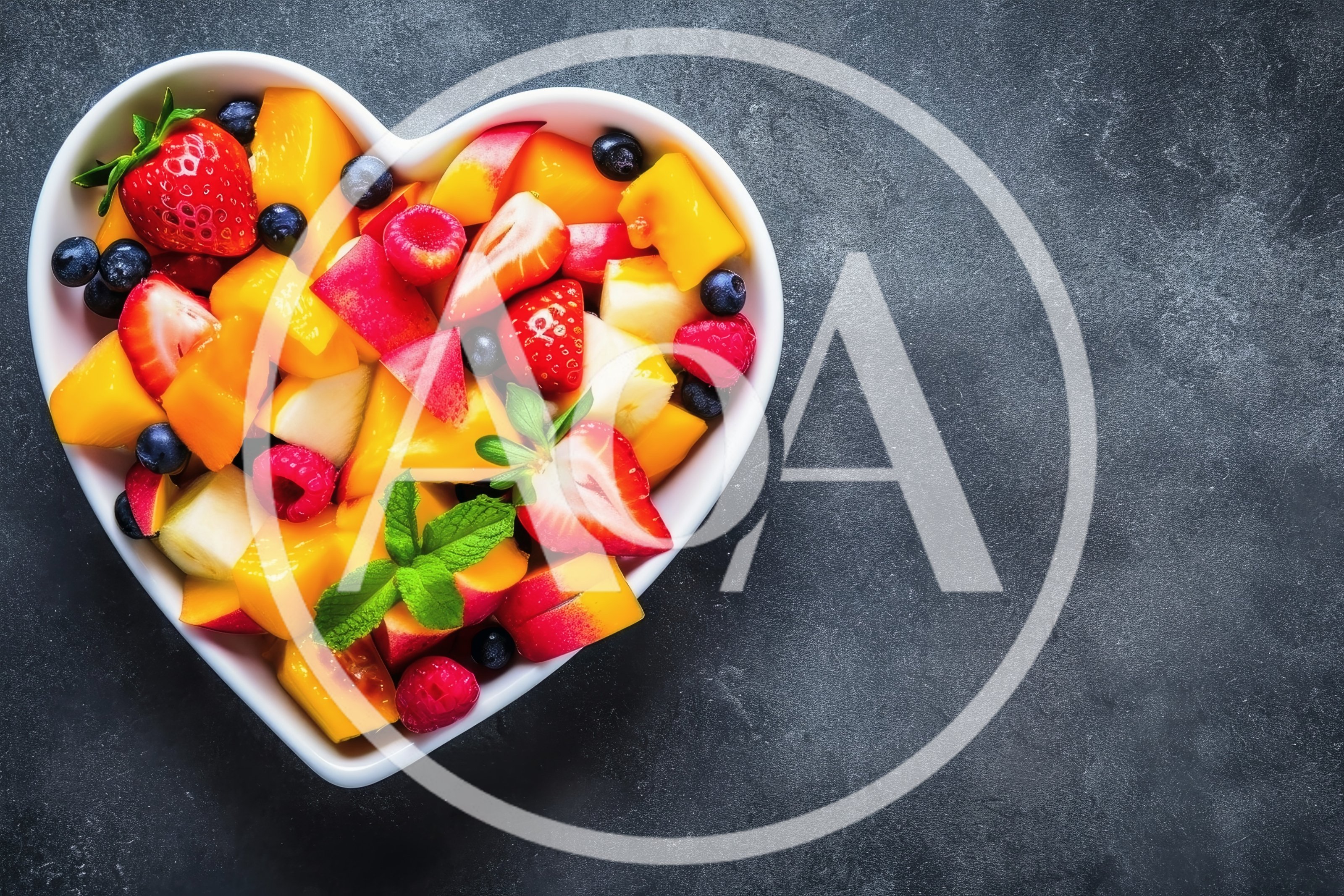 Heart Shaped Bowl Of Fresh Fruit Salad