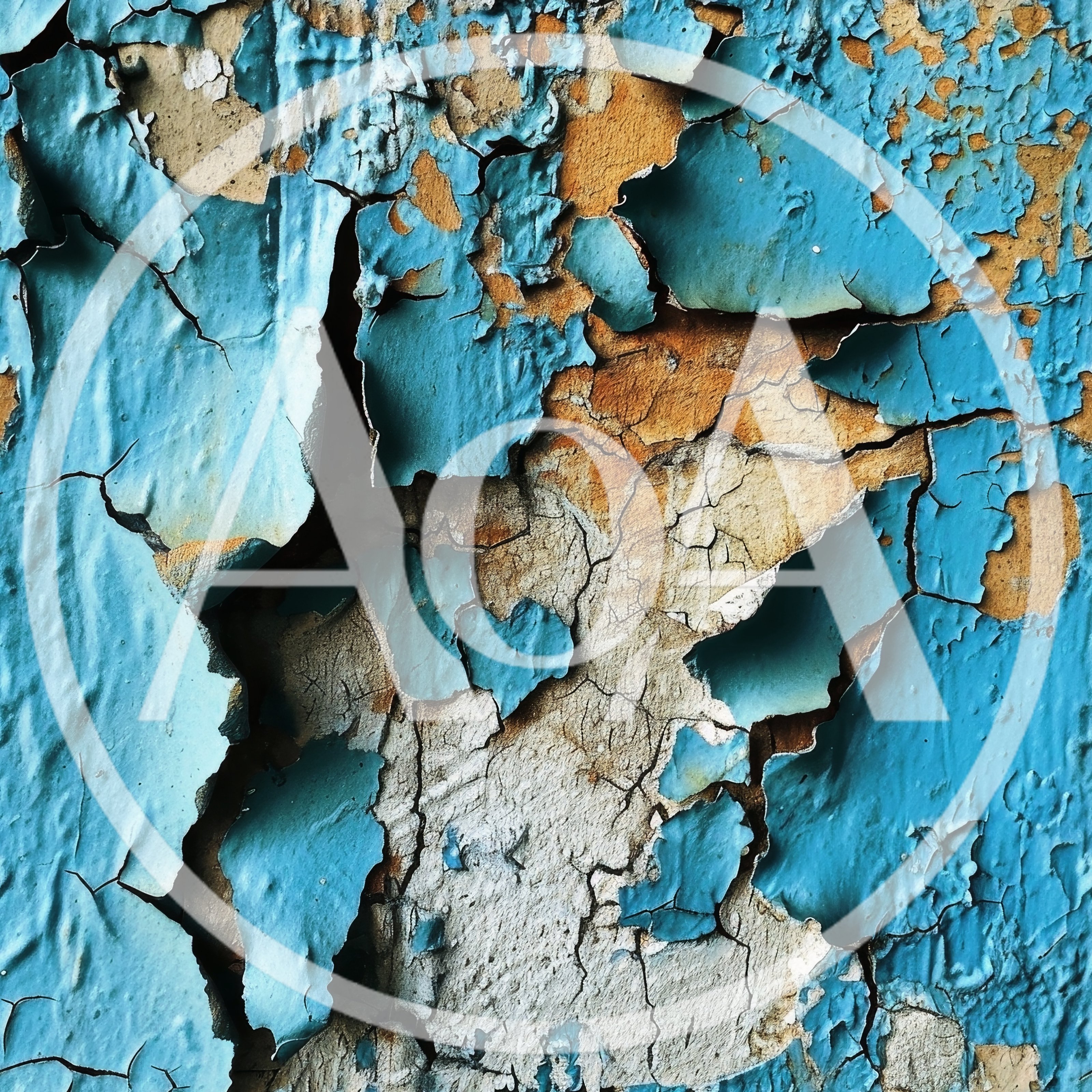 Peeling Blue Paint On Weathered Concrete Wall