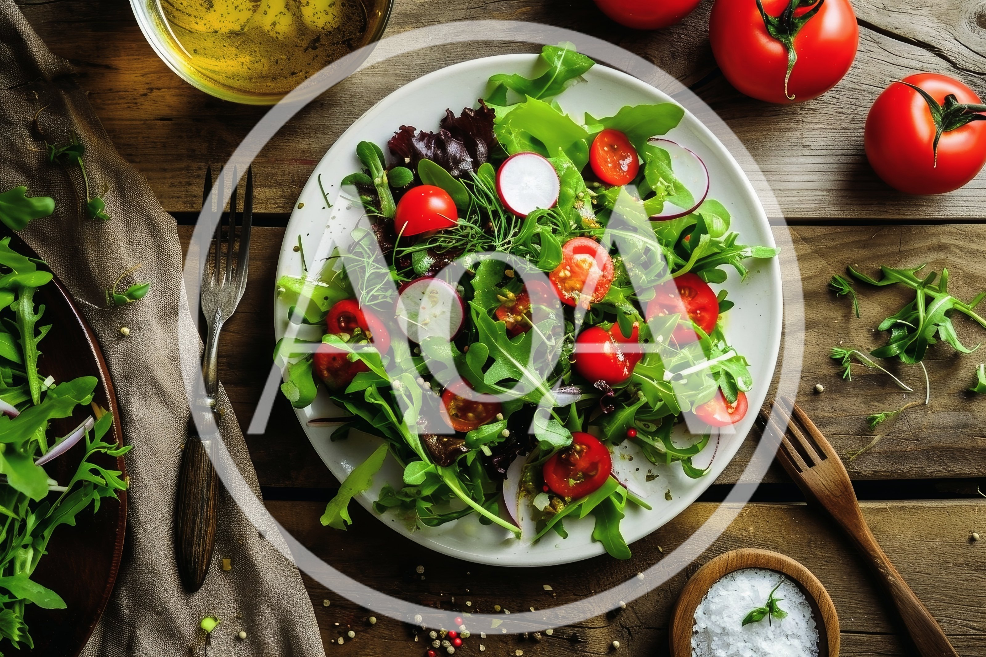 Fresh Garden Salad With Tomatoes And Radishes