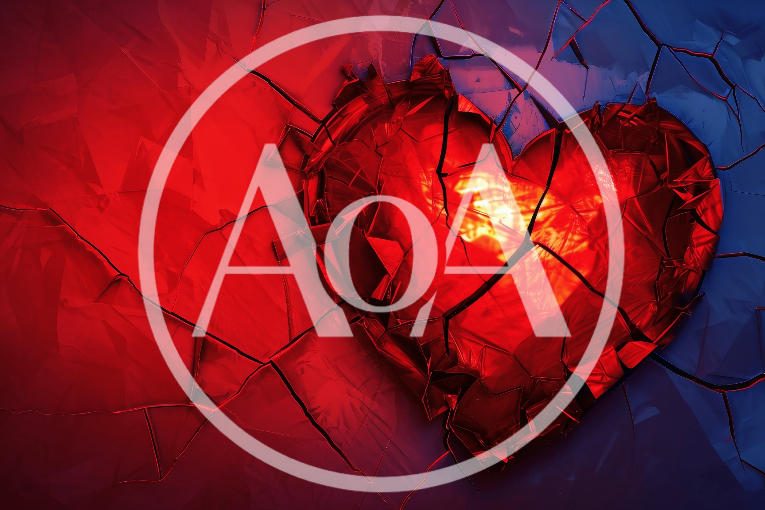 Shattered Red Glass Heart On Dark Background